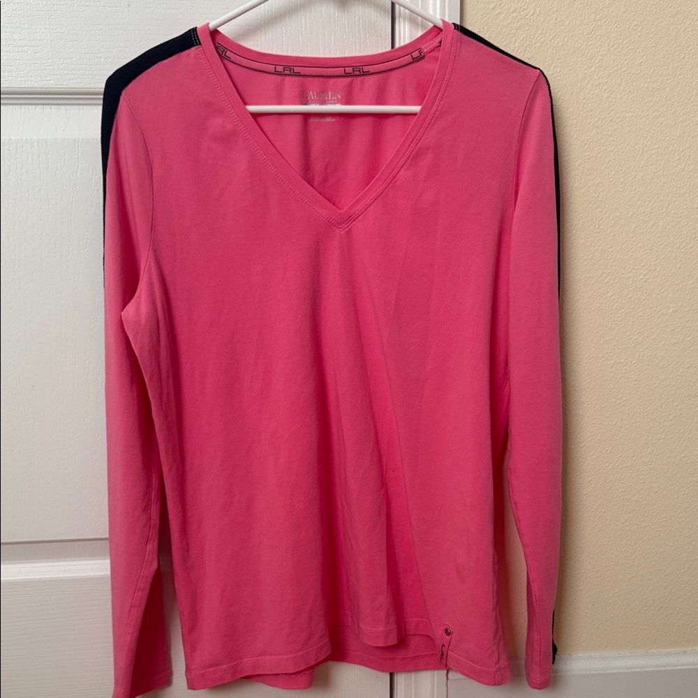 Lauren Ralph Lauren Pink Long Sleeve V-Neck Tee